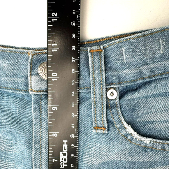 MADEWELL Women's 24 XS The Perfect Jean Short Bowman Wash Orange Stripe Raw Hem - Picture 10 of 12